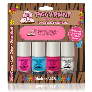 Piggy Paint 3 Colors, Basecoat and Nail File Set