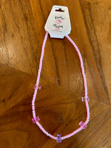 Rosebud Beading Kids Necklace - Pink Beads & Gummy Bears