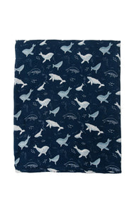 LoulouLOLLIPOP Baby Muslin Swaddle Whales